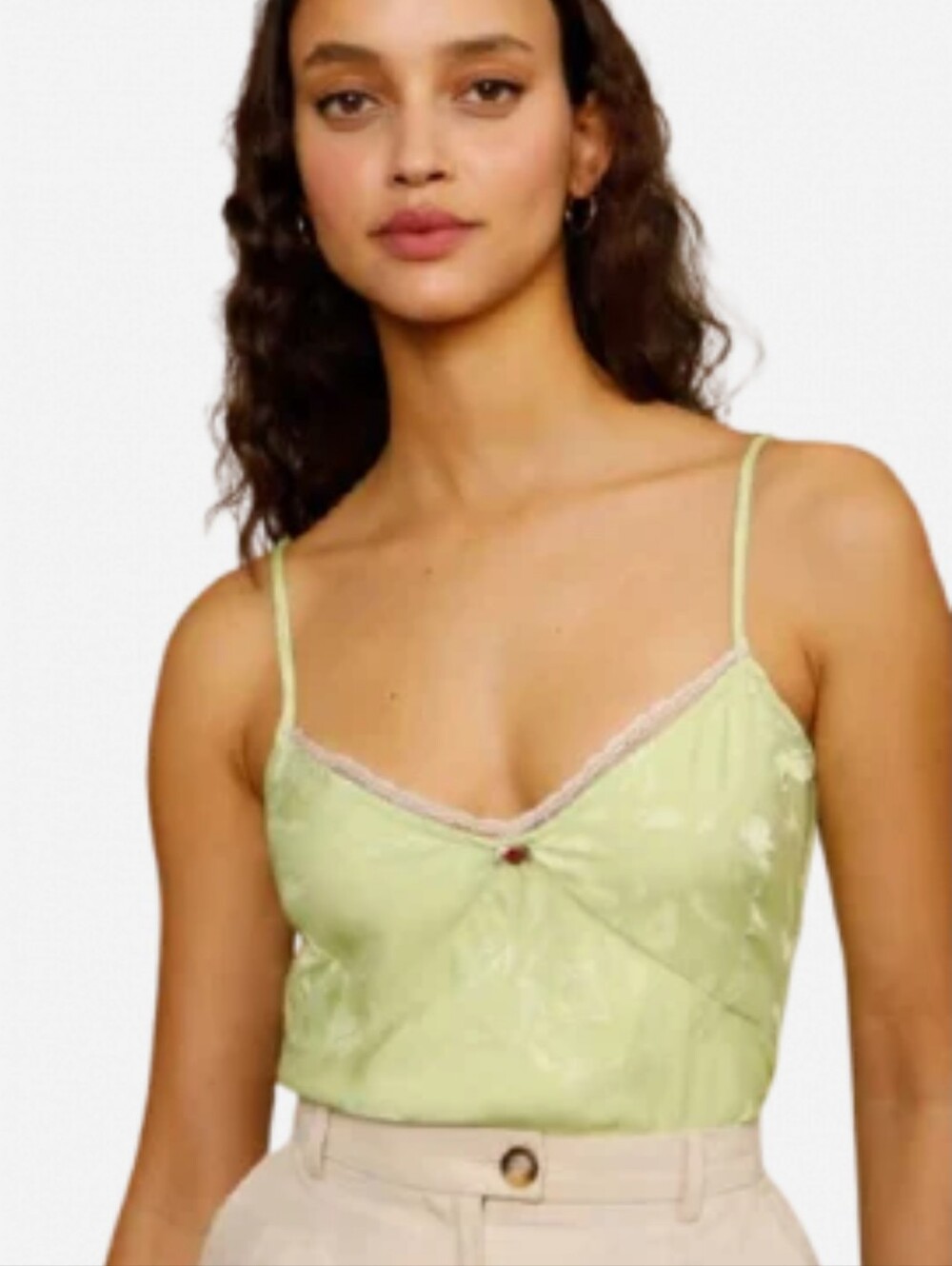 Rouje Paris Silky Camisole Top, Green, Size FR 40, US Medium
